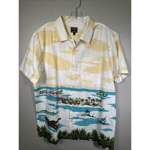 Dark Seas Division Button Up Shirt Mens L Short Sleeve Fishing Boat Gator Summer